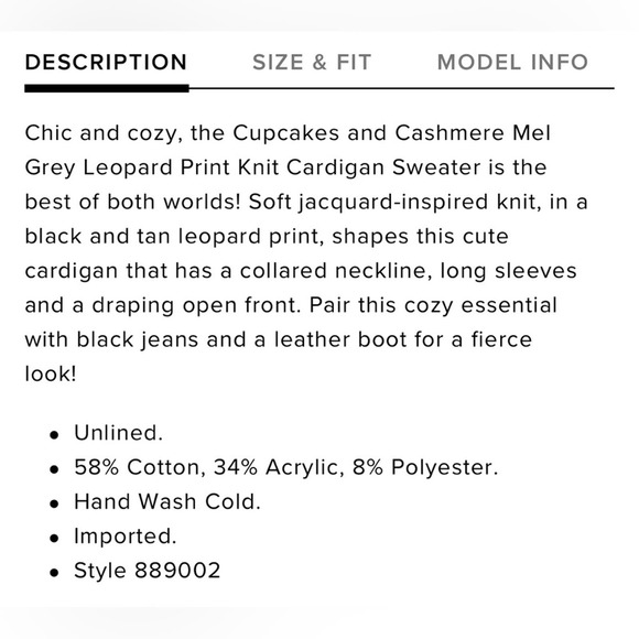 Lulu’s Cupcakes and Cashmere Mel Leopard Print Cardigan Sweater Size Medium - Picture 12 of 13